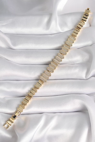 Pirinç Gold Renk Zirkon Taşlı Xuping Exclusive VIP Seri Kadın Bileklik - TJ-BB6509 - Resim 2