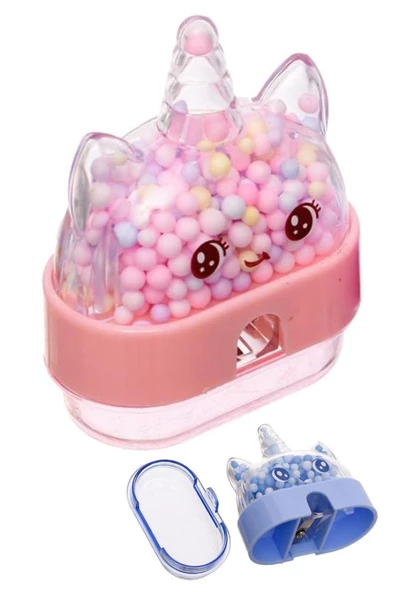 Unicorn Kalemtraş 1 Adet Hazneli Kalemtraş Unicorn Boynuzlu Standart Kalem Açacağı Sevimli Plastik - 3