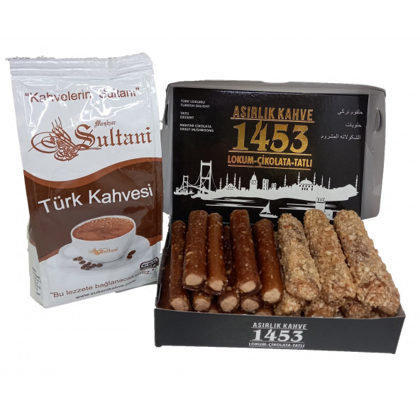 Türk Kahvesi 250 gr ve Karışık Fındık Kremalı Pestil Sarması 450 gr - 2 li Avantaj Paket
