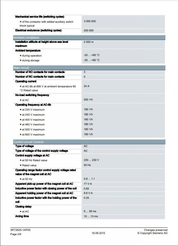 Siemens 3RT2625-1AP05 16,5 Kvar Kompanzasyon Kontaktörü - Resim 3