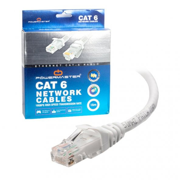 Powermaster CAT6 Modem Ağ Kablosu Bakır 15 Metre