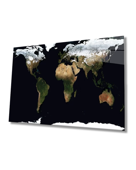 Dünya Haritası  Dekoratif ve Modern Cam Tablo