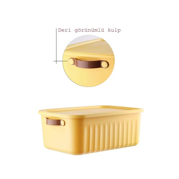 1 Adet 10 Litre Saklama Kabı, Çok Amaçlı Düzenleyici Kapaklı Kutu, Dekoratif Saklama Kutusu, 35x25x15cm - 5