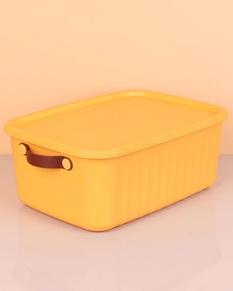 1 Adet 10 Litre Saklama Kabı, Çok Amaçlı Düzenleyici Kapaklı Kutu, Dekoratif Saklama Kutusu, 35x25x15cm - 2