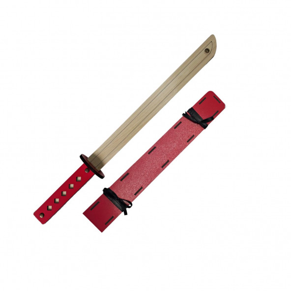 Ahşap Japon Samuray-Ninja Katana Kılıcı, Kırmızı