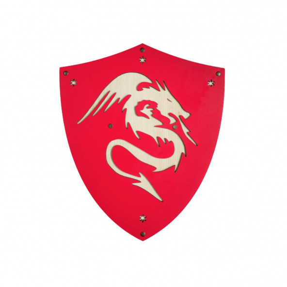 Ahşap Japon Samuray-Ninja Kalkanı ve Katana Kılıcı, Kırmızı - 3