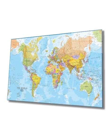 Dünya Haritası  Dekoratif ve Modern Cam Tablo ürün görseli