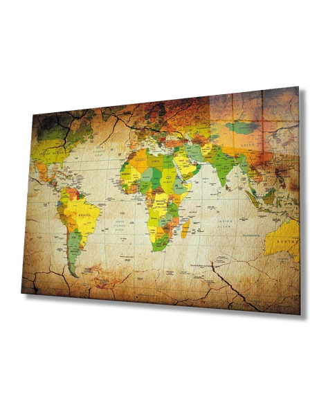 Dünya Haritası  Dekoratif ve Modern Cam Tablo ürün görseli