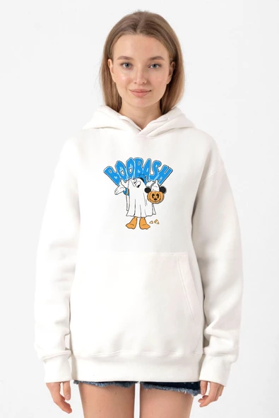 Donal Boobash Halloween Beyaz Kadın 3ip Kapşonlu Sweatshirt ürün görseli