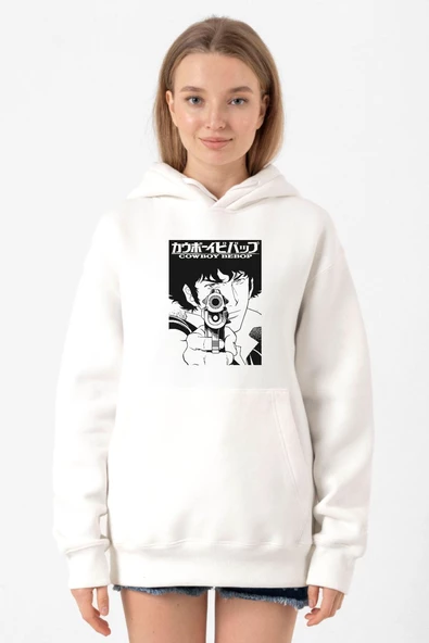 Cowboy Bebop Spike See You Space Cowboy Beyaz Kadın 3ip Kapşonlu Sweatshirt