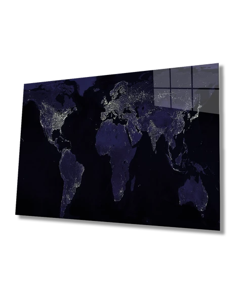 klasik Eski Dünya Haritası  Dekoratif ve Modern Cam Tablo