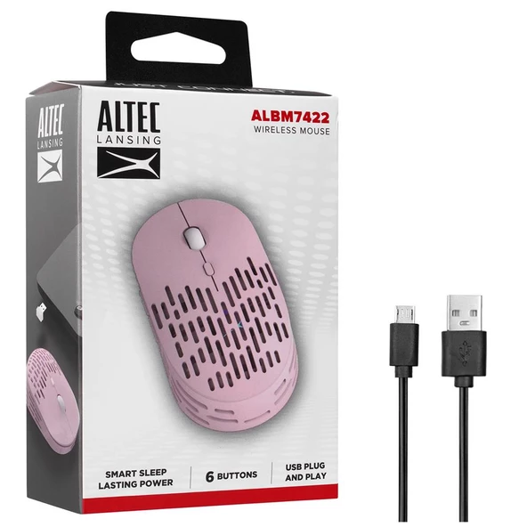 Altec Lansing ALBM7422 Pembe 2.4GHz Şarj Edilebilir Tek Renkli 1600DPI Optik Kablosuz Mouse - 2