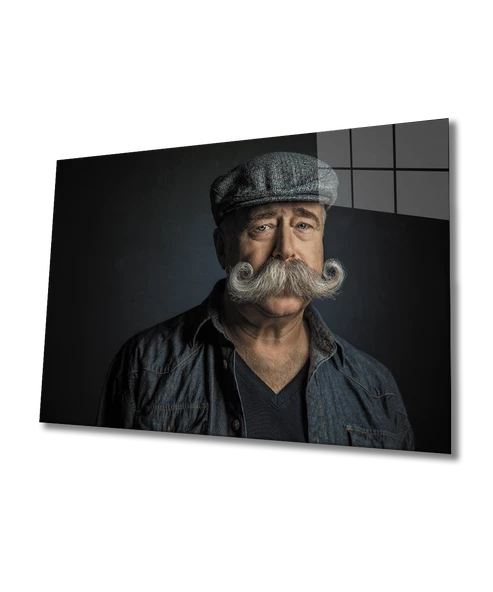 Bıyıklı Adam Dekoratif ve Modern Cam Tablo ürün görseli
