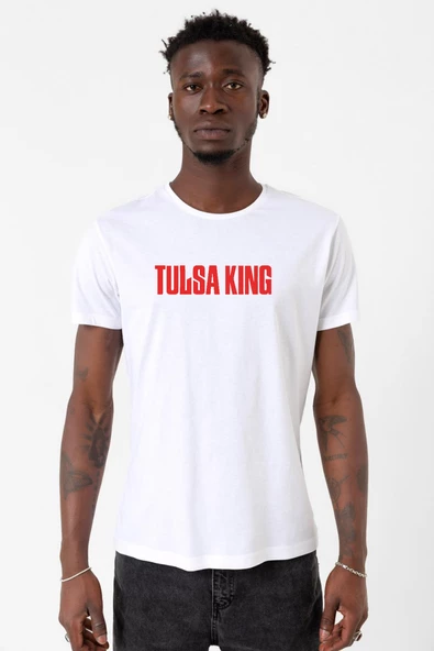 Tulsa King Lettern Beyaz Erkek Bisikletyaka Tshirt ürün görseli