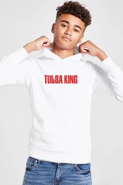Tulsa King Lettern Beyaz Çocuk 3ip Kapşonlu  Sweatshirt