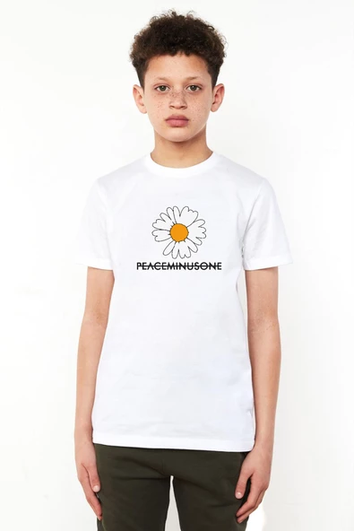 G-Dragon Peaceminusone Beyaz Çocuk Bisikletyaka Tshirt