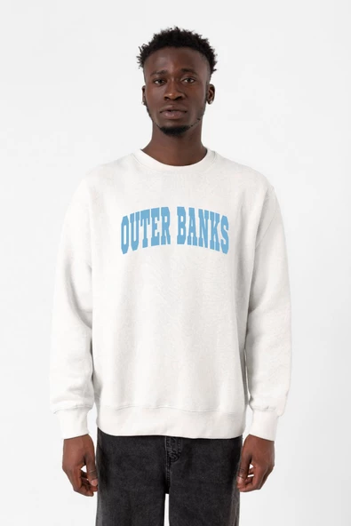 Outer Banks Lettern Beyaz Erkek 2ip Sweatshirt