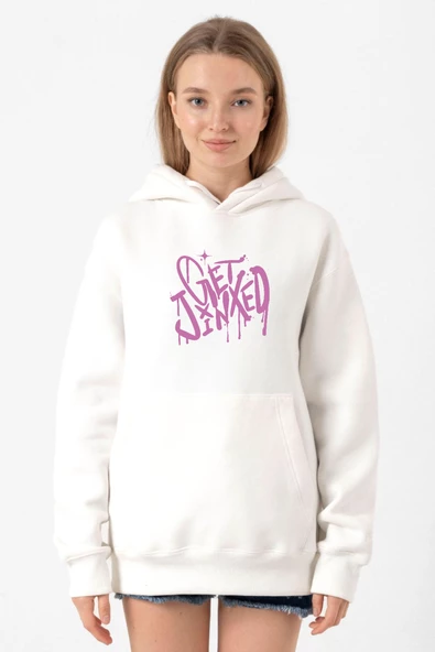 Arcane Get Jinxed Beyaz Kadın 3ip Kapşonlu Sweatshirt ürün görseli