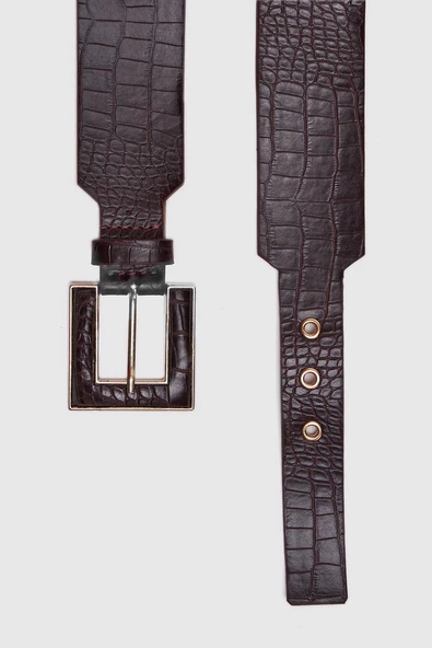 Perspective Minimalist Kadın Kemer - Timsah Desenli, Geniş - 4