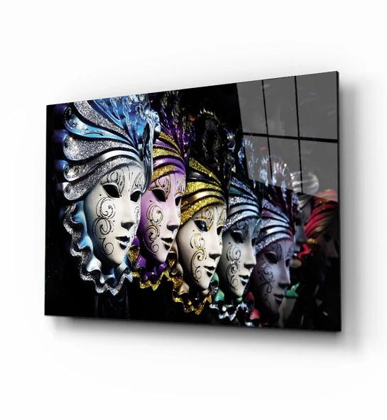 Maske Dekoratif ve Modern Cam Tablo