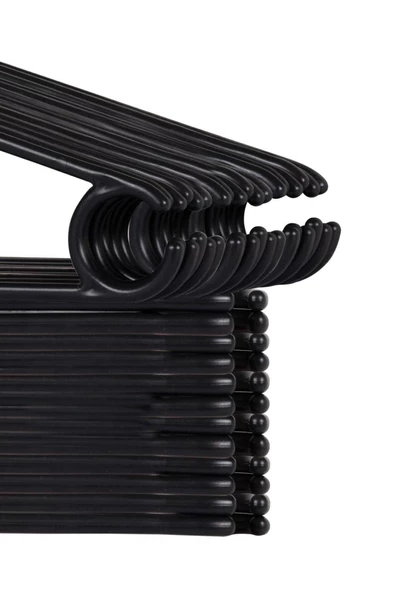 12 Adet Plastik Siyah Kıyafet Elbise Askısı Askılığı Gömlek Askısı Pantolon Askısı - 4