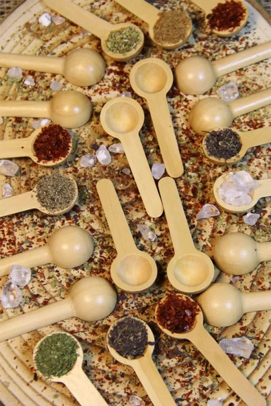 12 Adet Ahşap Baharatlık - Ölçek Kaşığı - Ahşap Kaşık 7 Cm - Resim 2