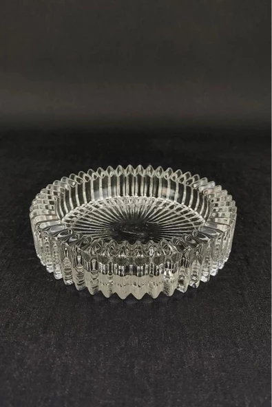Kristal Lüks Küllük Cam Puro Kül Tablası Yuvarlak Kül Tabağı - Resim 3