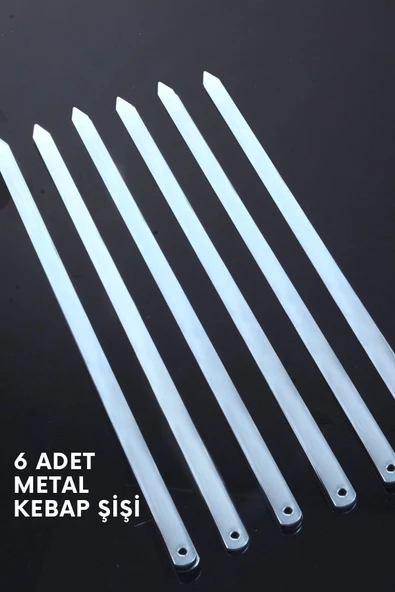 6 Adet Profosyonel Paslanmaz Metal Kıyma Şiş (Adana-Urfa-Antep Kebap Şişi)