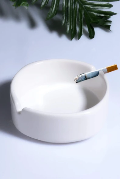 2 Adet Mat Seramik Kül Tablası Sade Yuvarlak Kül Tabağı Küllük 10 cm - 6