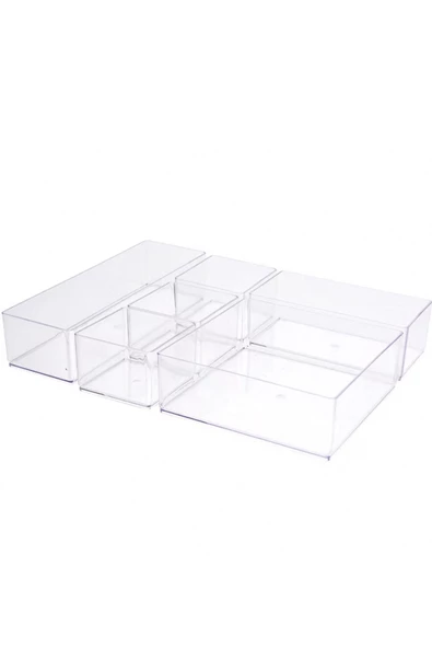 6 Parça Makyaj Takı Hobi Malzemesi Düzenleyici Organizer Kutu - 6