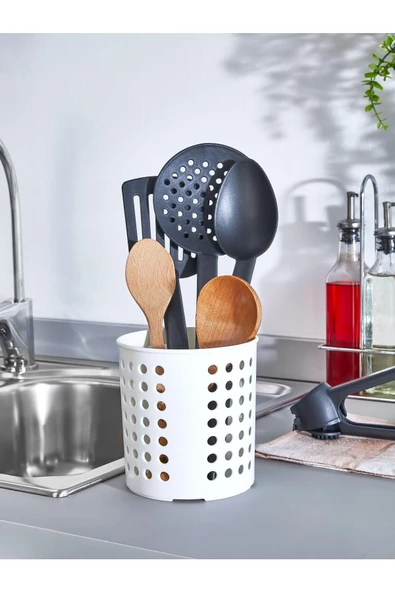 Plastik Silindir Dik Kaşıklık & Tezgah Üstü Düzenleyici & Servis Standı - 1