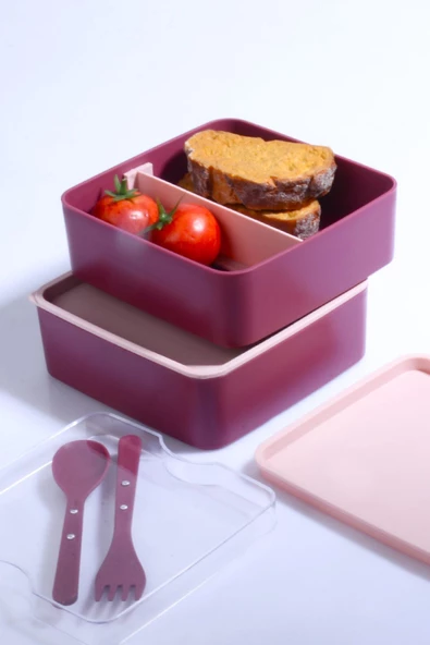 2 Katlı Mikrodalga Uyumlu Yemek Saklama Kabı Beslenme Kutusu Sporcu Öğrenci Okul İşyeri Sefer Tası - 2