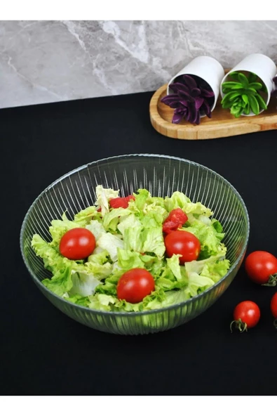 Cam Salata Tabağı Sunum Cips Tabak 21 Cm Servis Kasesi Mnk- 1 Adet