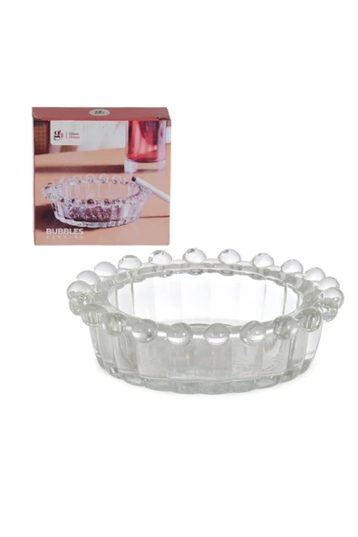 Bubbles Yuvarlak Cam Kristal Lüks Küllük - Kül Tablası - Yuvarlak Kül Tabağı 13 Cm - Resim 3