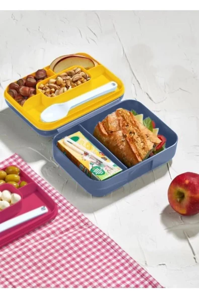 Design Kendinden Kaşıklı 5 Bölmeli 2 Katlı Beslenme Kutusu - 2