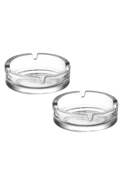 2 Adet Bistro Keyf Cam Küllük - Kül Tablası - Yuvarlak Kül Tabağı 10,5 Cm - 1