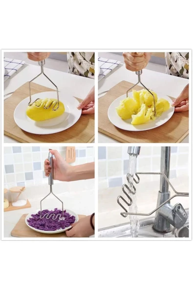 Paslanmaz Çelik Patates Ezici, Pratik Patates Ezici Püre Yapıcı , Mama Yapıcı Aparat - Resim 2