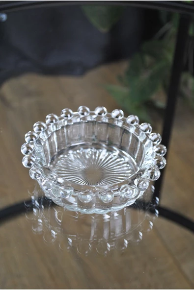 Bubbles Yuvarlak Cam Kristal Lüks Küllük - Kül Tablası - Yuvarlak Kül Tabağı 13 Cm ürün görseli