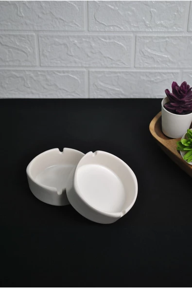 2 Adet Mat Seramik Kül Tablası Sade Yuvarlak Kül Tabağı Küllük 10 cm - 4