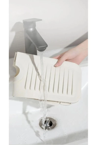 Elastik Musluk Matı Su Tutucu Düzenleyici Kaydırmaz Taban Organizer Mutfak Banyo Lavabo - 5