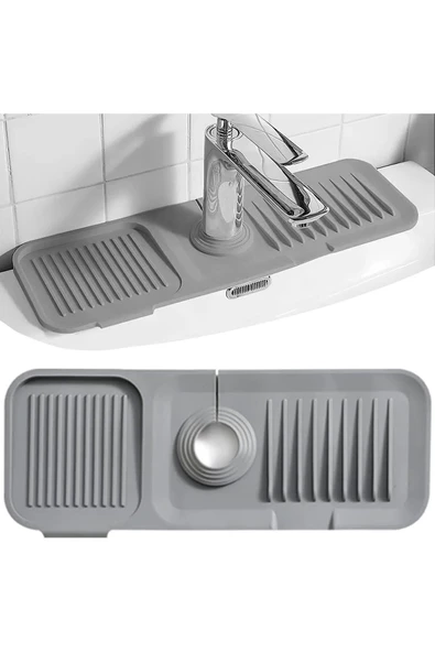 Elastik Musluk Matı Su Tutucu Düzenleyici Kaydırmaz Taban Organizer Mutfak Banyo Lavabo - 1