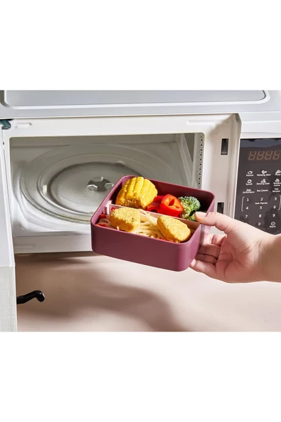 2 Katlı Mikrodalga Uyumlu Yemek Saklama Kabı Beslenme Kutusu Sporcu Öğrenci Okul İşyeri Sefer Tası - 7