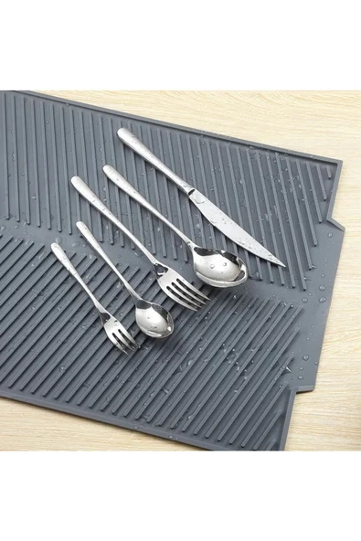 Büyük Boy Silikon Su Toplamaz Bulaşık Kurutma Matı Bulaşıklık - Bulaşık Altlığı 44 X 33 Cm - 3