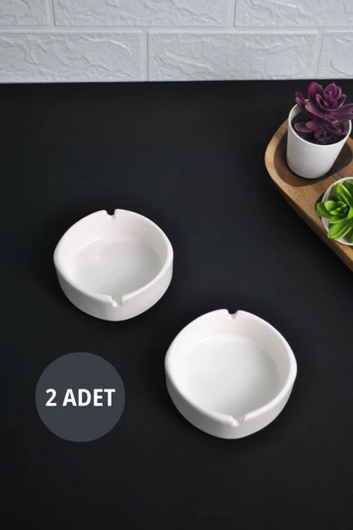 2 Adet Mat Seramik Kül Tablası Sade Yuvarlak Kül Tabağı Küllük 10 cm - 2