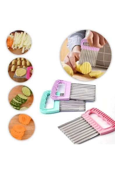 Şekilli Patates Cips Dilimleyici Kesici Doğrayıcı Tırtıklı Patates Dilimleme Doğrama Aparatı - 4