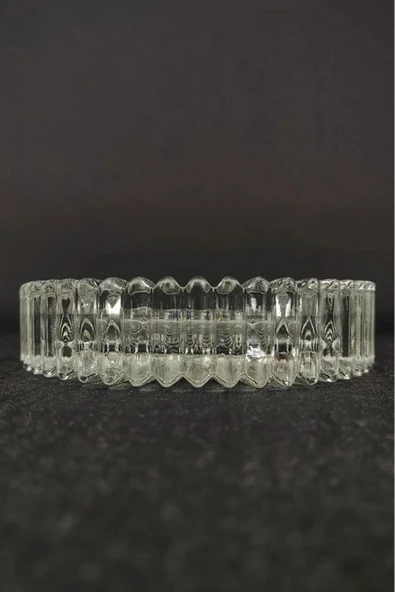 Kristal Lüks Küllük Cam Puro Kül Tablası Yuvarlak Kül Tabağı - Resim 4