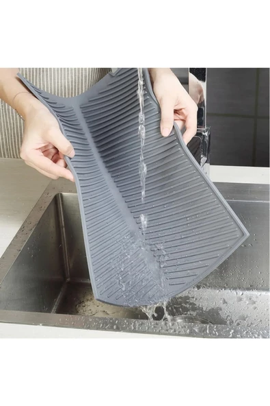 Büyük Boy Silikon Su Toplamaz Bulaşık Kurutma Matı Bulaşıklık - Bulaşık Altlığı 44 X 33 Cm - 6