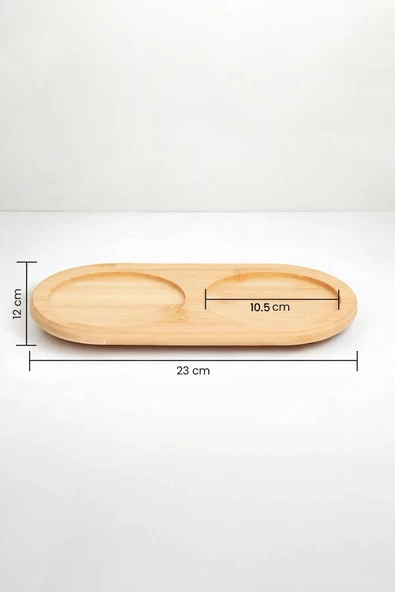 Bambu Doğal 2 Bölmeli Yağdanlık Altlığı 23x12 Cm - Resim 2