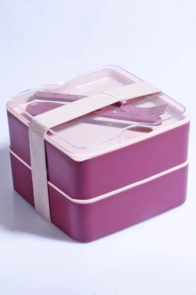 2 Katlı Mikrodalga Uyumlu Yemek Saklama Kabı Beslenme Kutusu Sporcu Öğrenci Okul İşyeri Sefer Tası - 3