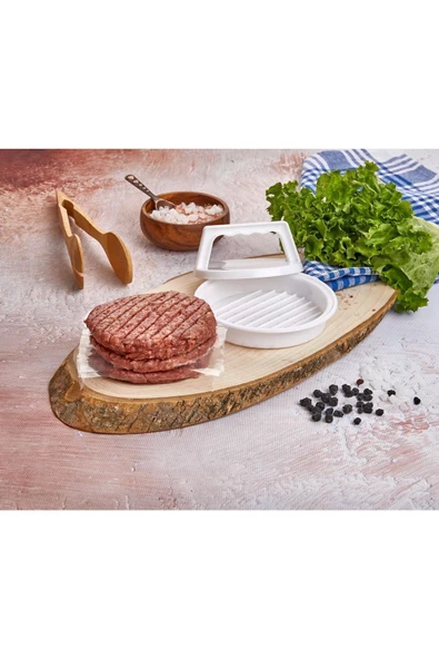 Hamburger ve Köfte Kalıbı Şekillendirici Pratik Köfte Yapma Aparatı Ve Şekilli Patates Dilimleyici - Resim 4